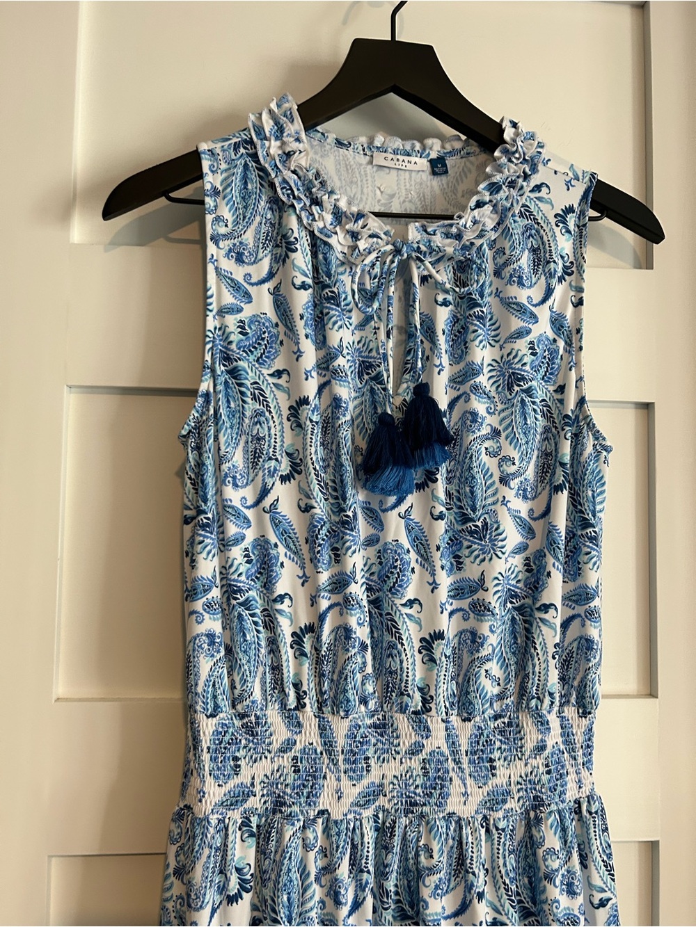 Cabana Life Blue and White Paisley Tiered Mini Dress - Picture 3 of 9